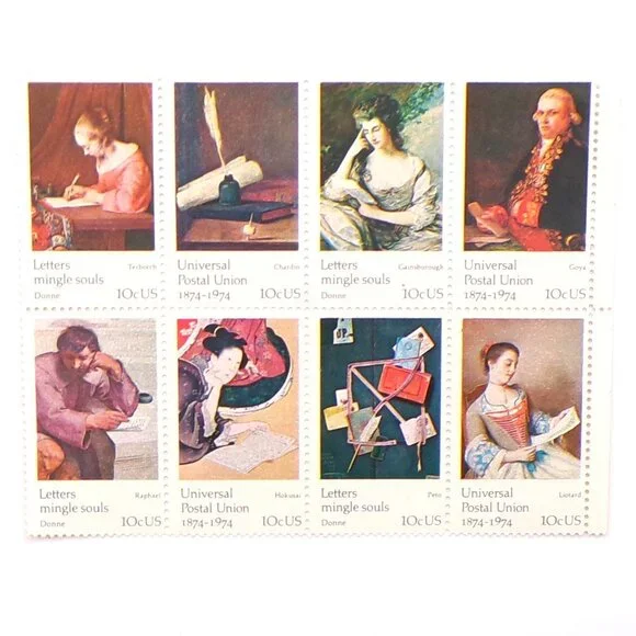 1974 -US#1530 - 37 - 10c Universal Postal Union Plate Block of 8 - Picture 1 of 10